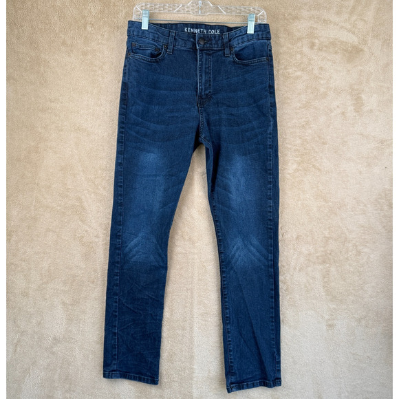 Kenneth Cole Jeans Mens 30x30 Blue Denim Slim Fit Stretch Straight Classic - Picture 1 of 13